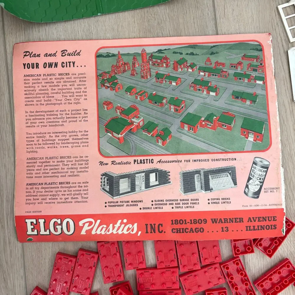 Vintage Elgo American Plastic Bricks Lot 1953 Set 4 lbs w Booklet Building Toy